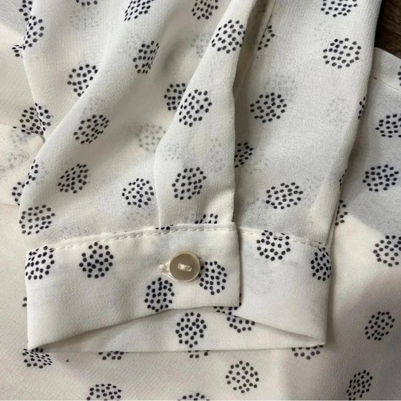 Ann Taylor Woman’s Corpcore Cream Long Sleeve V-Neck Chiffon Blouse Size Medium - Picture 2 of 9